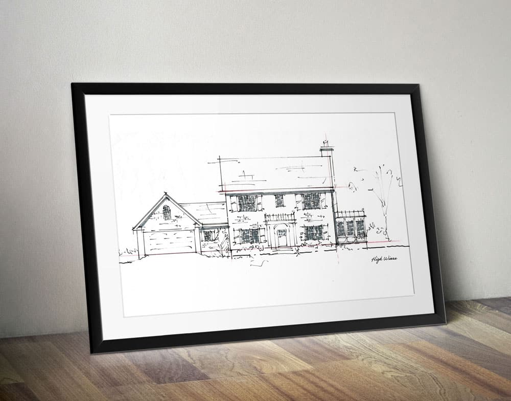 Matted elevation poster of the High Wines floorplan