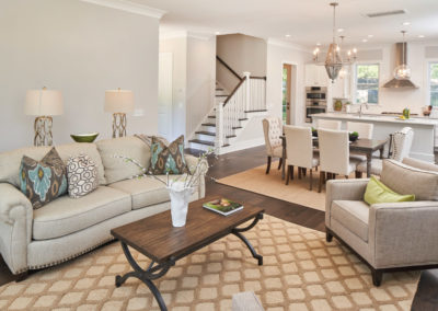 The Sago plan, open concept floorplan living room and stiarcase