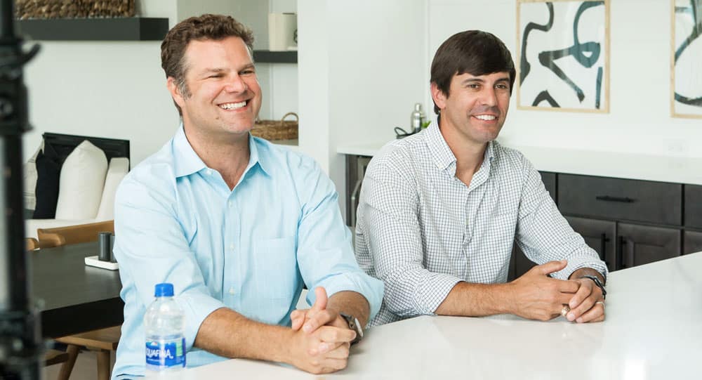 Grant Zinkon and Adam Baslow, Co-Founders of New Leaf Builders at Kitchen Counter