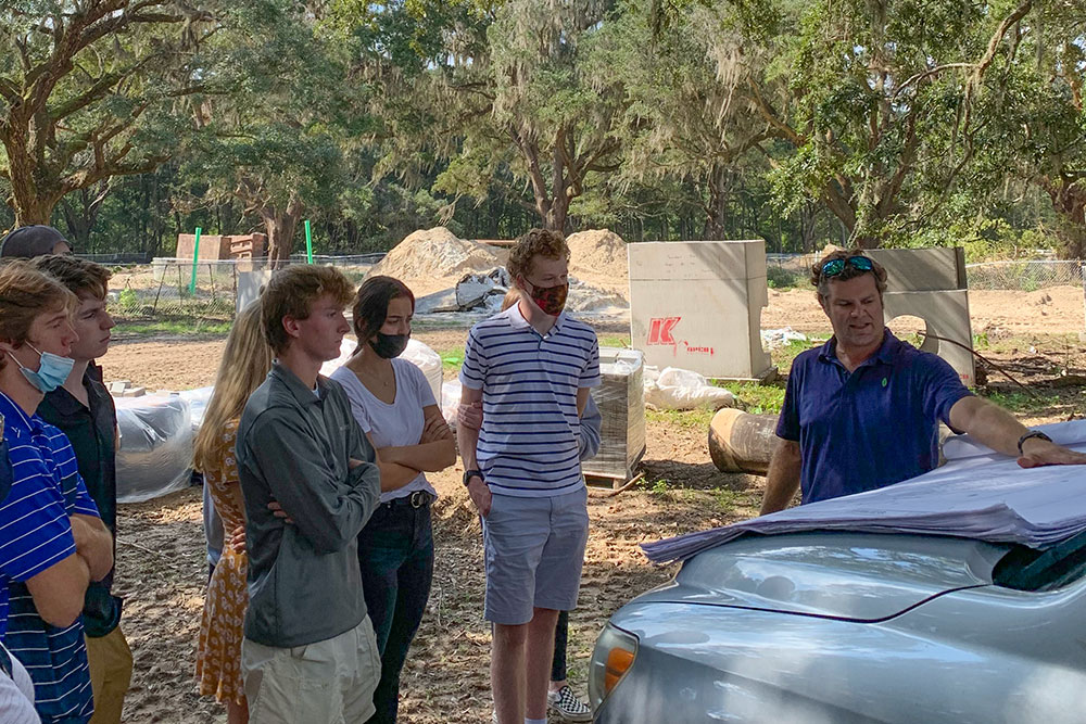 Charleston Collegiate students visiting Hayes Park job site