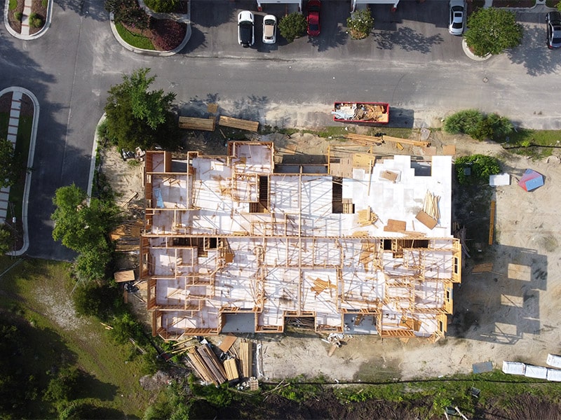 Aerial construction of Phase 2 of Middleborough Condominiums at Shadowmoss