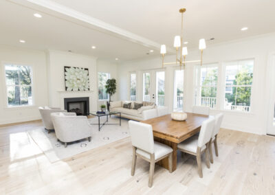 The living and dining room of the Warf, a Build On Your Lot plan.