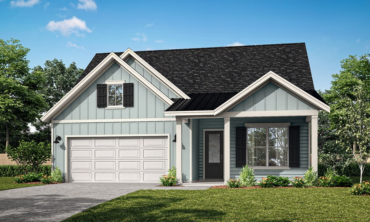 The front exterior of the Cooper, a Build On Your Lot plan